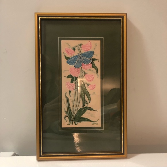 Cash's Collector Series Silk Woven Picture Common Blue Butterfly Sweet Peas J&J - Picture 11 of 16